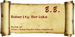 Boberity Boriska névjegykártya